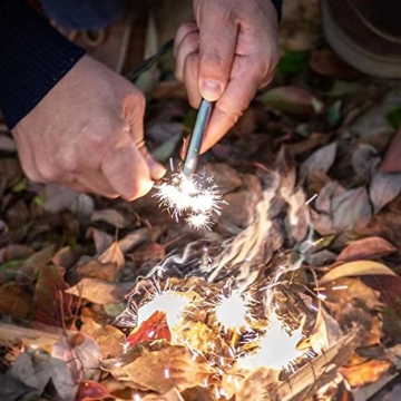 Aoufottes Schwarz Feuerstahl,Feuerstarter-Dicker (Ø10mm),Feuerstein Survival,Feuerstab Feuerschläger mit Magnesiumstab in Premiumqualität in Premiumqualität für Outdoor Camping, Survival (10mm) - 5