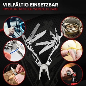 AVENTURIS® Multitool Werkzeug Edelstahl, Survival outdoor Messer perfektes Camping Zubehör, Tolles 21 in1 Multifunktionsmesser mit u.a. Zange, Säge und Schraubendreher zum Reparieren oder auf der Jagd - 5