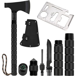 Axt Survival 9 in 1, Outdoor Axt Multitool Axt Campingã¤xte Taktische Axt überlebensmesser Faltbar und Tragbar Survival Axt Spaltaxt zum Wandern, Backpacking, Jagen, Outdoor - 1