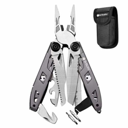 BIBURY 18 in 1 Taschenwerkzeug, Titan-Griff Design Multi-Tool, Faltbares Multitool Edelstahl, Multifunktionale Zange mit Notfallhammer, Schraubendreher, Säge ideal für Camping, Reparieren - 1