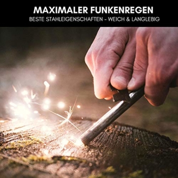 BUSHGEAR HXA Feuerstahl - Optimierte Länge - XXL Feuerstarter - Extrem Starker Funkenflug - Feuerstein für Outdoor, Survival, Bushcraft - 2