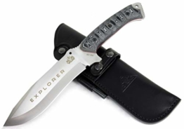 Explorer - Outdoor Camping Gürtelmesser Jagdmesser Überlebensmesser Survival Bushcraft Messer, Premium Qualität, Stahl MOVA-58, Lederscheide und Feuerstahl. Entworfen - 1