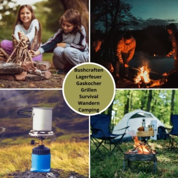 Feuerstahl Survival 7 in 1 Set mit Zunder & Paracord für Camping, Outdoor, Survival, Bushcraft - Feuerstein - Starker Funkenflug mit über 5000 Zündungen - 7