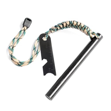 Feuerstahl XXL Feuerstarter für extrem Starke Funkenflug Flintstones mit 13cm Länge und 1,3cm Durchmesser Feuerstein für Survival Bushcraft Outdoor mit geflochtenem Paracord-Griff - 1