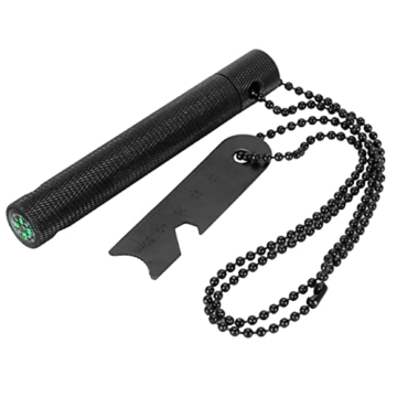 Grenhaven Feuerstein Feuerstahl im robusten Alugehäuse Silber oder Schwarz Feuerstarter Stift Länge 6 cm 9.000… - 1