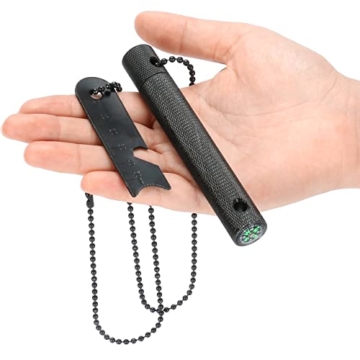 Grenhaven Feuerstein Feuerstahl im robusten Alugehäuse Silber oder Schwarz Feuerstarter Stift Länge 6 cm 9.000… - 5