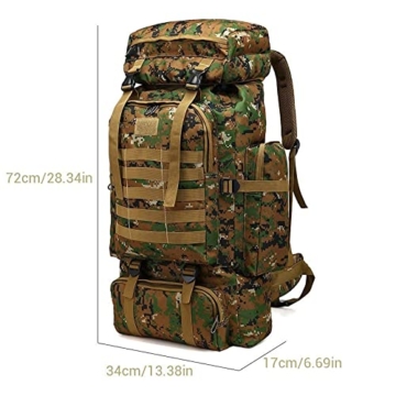 Groß Rucksack 60l - 80l, Outdoor Military Rucksack fur Herren Camouflage Notfallrucksack Wasserdicht Survival Gefüllt Fluchtrucksack Notfall Backpack Kampfrucksack Wander Rucksack leichte - 2