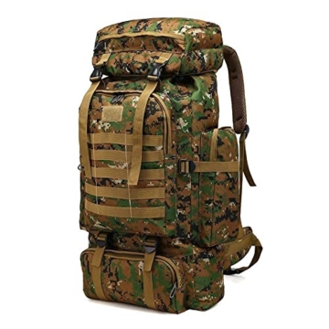 Groß Rucksack 60l - 80l, Outdoor Military Rucksack fur Herren Camouflage Notfallrucksack Wasserdicht Survival Gefüllt Fluchtrucksack Notfall Backpack Kampfrucksack Wander Rucksack leichte - 1