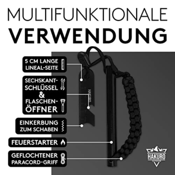 HAKURO Feuerstahl XXL − Feuerstarter für extrem Starke u. heiße Funken − 13cm Länge- Ø1,3cm− Feuerstein für Survival, Bushcraft & Outdoor bis zu 20.000 Zündungen - 3