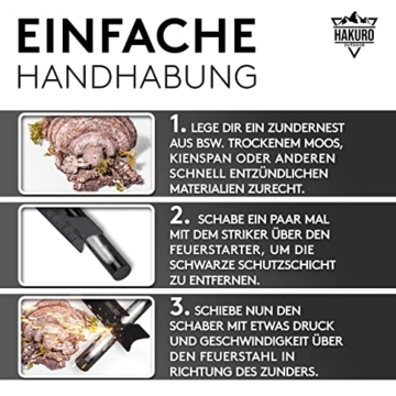 HAKURO Feuerstahl XXL − Feuerstarter für extrem Starke u. heiße Funken − 13cm Länge- Ø1,3cm− Feuerstein für Survival, Bushcraft & Outdoor bis zu 20.000 Zündungen - 4