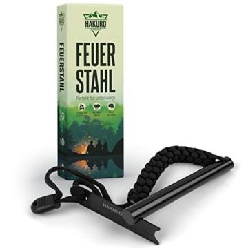 HAKURO Feuerstahl XXL − Feuerstarter für extrem Starke u. heiße Funken − 13cm Länge- Ø1,3cm− Feuerstein für Survival, Bushcraft & Outdoor bis zu 20.000 Zündungen - 1