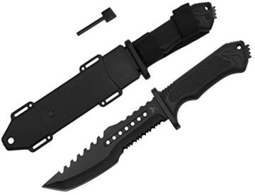 Hastaa Kampfmesser Militär Scharf - Outdoor Messer Survival mit Holster - Messer Outdoor Militär - Survival Messer mit Feuerstahl - Bushcraft Messer - 1