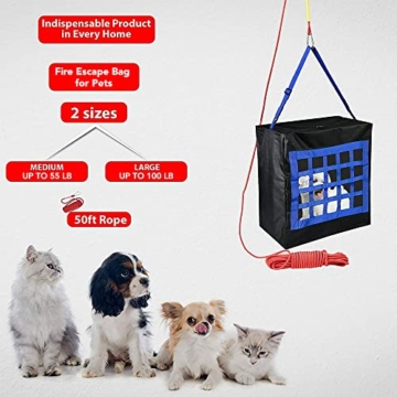 ISOP Feuerrettungsgerätetasche für Haustiere bis 25 kg - Not-Fluchttasche durch Fenster oder Balkonseil 15 m und Karabiner inklusive (Mittel) - 2
