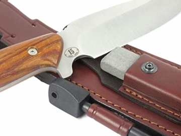 JEO-TEC Nº15 Outdoor Camping Gürtelmesser Jagdmesser Überlebensmesser Survival Bushcraft Messer - Premium Qualität - Deutsche Stahl BÖHLER N690C - Lederscheide + Feuerstahl + Messerschärfer - 4