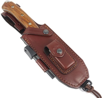 JEO-TEC Nº15 Outdoor Camping Gürtelmesser Jagdmesser Überlebensmesser Survival Bushcraft Messer - Premium Qualität - Deutsche Stahl BÖHLER N690C - Lederscheide + Feuerstahl + Messerschärfer - 5