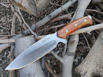JEO-TEC Nº15 Outdoor Camping Gürtelmesser Jagdmesser Überlebensmesser Survival Bushcraft Messer - Premium Qualität - Deutsche Stahl BÖHLER N690C - Lederscheide + Feuerstahl + Messerschärfer - 7