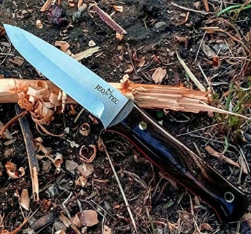 JEO-TEC Nº18 Outdoor Camping Gürtelmesser Jagdmesser Überlebensmesser Survival Bushcraft Messer, Stahl Sandvik 14C28N, Lederscheide + Feuerstahl - 9