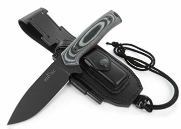 JEO-TEC Nº21 Outdoor Camping Gürtelmesser Jagdmesser Überlebensmesser Survival Bushcraft Messer - Premium Qualität - Coated Deutsche Stahl BÖHLER N690C - Lederscheide Feuerstahl Messerschärfer - 1