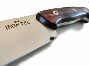 JEO-TEC Nº31 Premium Qualität - Professionell Überlebensmesser, Gürtelmesser, Outdoormesser, Survival Messer, Jagdmesser. Stahl MOVA-58. Lederscheide + Feuerstahl - 5