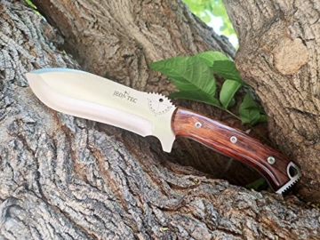 JEO-TEC Nº55 Outdoor Camping Gürtelmesser Jagdmesser Überlebensmesser Survival Bushcraft Messer - Stahl MOVA Scandi - Lederscheide Feuerstahl Messerschärfer - Single Edge - 3
