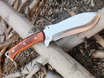 JEO-TEC Nº55 Outdoor Camping Gürtelmesser Jagdmesser Überlebensmesser Survival Bushcraft Messer - Stahl MOVA Scandi - Lederscheide Feuerstahl Messerschärfer - Single Edge - 4