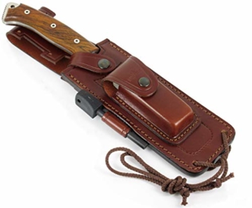 JEO-TEC Nº55 Outdoor Camping Gürtelmesser Jagdmesser Überlebensmesser Survival Bushcraft Messer - Stahl MOVA Scandi - Lederscheide Feuerstahl Messerschärfer - Single Edge - 5