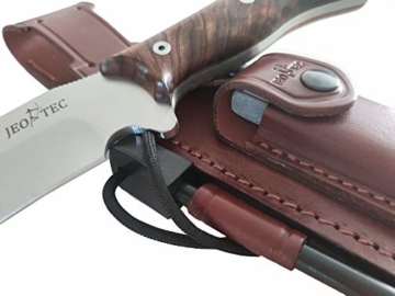 JEO-TEC Nº9 Outdoor Camping Gürtelmesser Jagdmesser Überlebensmesser Survival Bushcraft Messer - Premium Qualität - Stahl MOVA - Lederscheide Feuerstahl Messerschärfer - 3