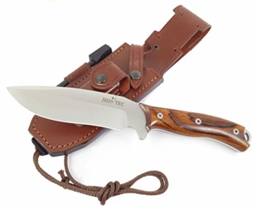 JEO-TEC Nº9 Outdoor Camping Gürtelmesser Jagdmesser Überlebensmesser Survival Bushcraft Messer - Premium Qualität - Stahl MOVA - Lederscheide Feuerstahl Messerschärfer - 6