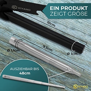 KIYANO Feuerstahl Premium Set inkl. Blasrohr - XL Feuerstahl - Extrem starker Funkenflug - Feuerstein für Outdoor, Survival, Camping & Bushcraft - 2