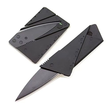 LEKIA 12 Stück Kreditkartenmesser, Klein Taschenmesser Kreditkartenformat Klappmesser Faltmesser, Outdoor Edelstahl Griff Mini Überlebensmesser Camping Survival Messer Schwarz, 8,6 x 5,5cm - 1