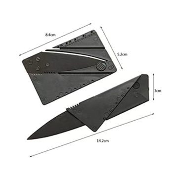 LEKIA 12 Stück Kreditkartenmesser, Klein Taschenmesser Kreditkartenformat Klappmesser Faltmesser, Outdoor Edelstahl Griff Mini Überlebensmesser Camping Survival Messer Schwarz, 8,6 x 5,5cm - 6