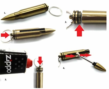 NITROcs Survival Streichholz in Patronen Design/Schlüsselanhänger - dauer Feuer - Taktisches Feuerzeug - 3