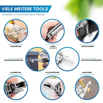 NORDMUT® Multitool Werkzeug [16 in 1] Edelstahl Taschenmesser mit 16 praktischen Werkzeugen | Outdoor Messer Multifunktionstool faltbar mit Zange, Schere, Messer und Säge für Outdoor und Camping - 5