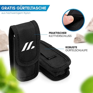 NORDMUT® Multitool Werkzeug [16 in 1] Edelstahl Taschenmesser mit 16 praktischen Werkzeugen | Outdoor Messer Multifunktionstool faltbar mit Zange, Schere, Messer und Säge für Outdoor und Camping - 7