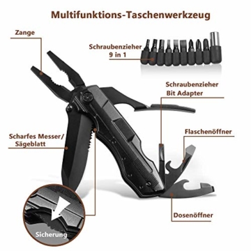 ORSIFOW Multifunktion Taschenmesser,13 in 1 Taschenwerkzeug Multitool mit Zange Klappmesser Dosenöffner Schraubendrehe für outdoor Camping,Wandern | Inklusive EDC Kreditkarten Messer - 2