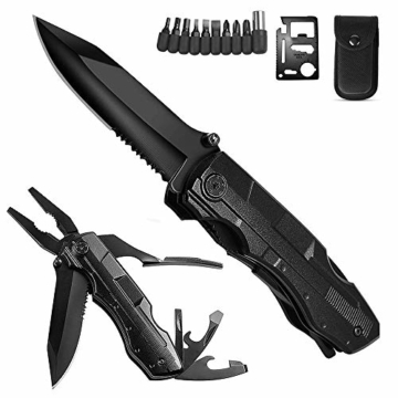 ORSIFOW Multifunktion Taschenmesser,13 in 1 Taschenwerkzeug Multitool mit Zange Klappmesser Dosenöffner Schraubendrehe für outdoor Camping,Wandern | Inklusive EDC Kreditkarten Messer - 1