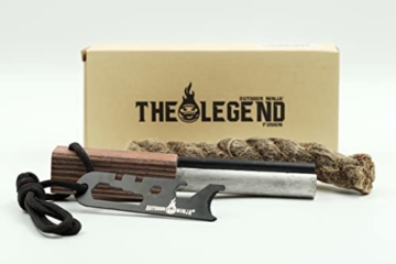 Outdoor Ninja Feuerstahl - The Legend Fusion - Next Level Magnesium Feuerstarter für Wandern, Bushkraft, Trekking, Camping und andere Outdoor Hobby's inkl. Multifunktionskratzer und Anzündseil - 1
