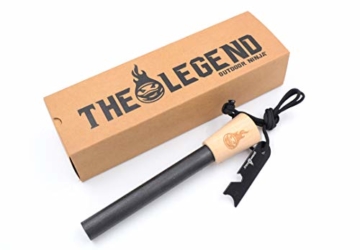 OUTDOOR NINJA Feuerstahl The Legend XXXL FireSteel für Wandern, Bushkraft, Trekking, Camping und andere Outdoor Hobby's inkl. Multifunktionskratzer, die perfekte Survival Ausrüstung - 1