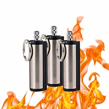 Pamura - 3 Stück Survival Kit - Ewiges Streichholz - Outdoor Streichholz - Streichholz Feuerzeug - Feuerzeug Schlüsselanhänger - Survival Streichholz - Streichholz Metall - 1