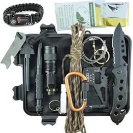 Professionelles Militär Survival Kit Komplett Dritte Generation Notfall 11in1Taschenlampe, Armband Paracord Multifunktion, Messer, Feuerstahl. Für Berg Trekking Wandern Outdoor Bushcraft Reise Camping - 1