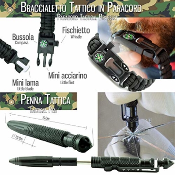Professionelles Militär Survival Kit Komplett Dritte Generation Notfall 11in1Taschenlampe, Armband Paracord Multifunktion, Messer, Feuerstahl. Für Berg Trekking Wandern Outdoor Bushcraft Reise Camping - 4