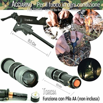 Professionelles Militär Survival Kit Komplett Dritte Generation Notfall 11in1Taschenlampe, Armband Paracord Multifunktion, Messer, Feuerstahl. Für Berg Trekking Wandern Outdoor Bushcraft Reise Camping - 5