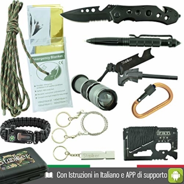 Professionelles Militär Survival Kit Komplett Dritte Generation Notfall 11in1Taschenlampe, Armband Paracord Multifunktion, Messer, Feuerstahl. Für Berg Trekking Wandern Outdoor Bushcraft Reise Camping - 9