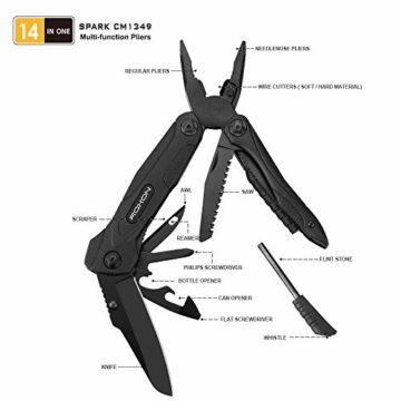 ROXON CM1349 Spark Multitool-Zange, 14-in-1 Multifunktionswerkzeuge, Klappzange, Mehrzweck-Outdoor-Überlebenswerkzeug-Set - 2