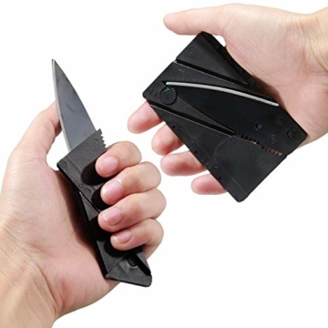 ShineTool 10 Pack Kreditkartenmesser, Kreditkartenformat Klappmesser Faltmesser, Outdoor Edelstahl Griff Taschenmesser Mini Überlebensmesser Survival Messer Schwarz - 2