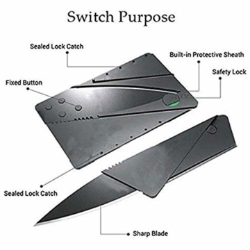 ShineTool 10 Pack Kreditkartenmesser, Kreditkartenformat Klappmesser Faltmesser, Outdoor Edelstahl Griff Taschenmesser Mini Überlebensmesser Survival Messer Schwarz - 4