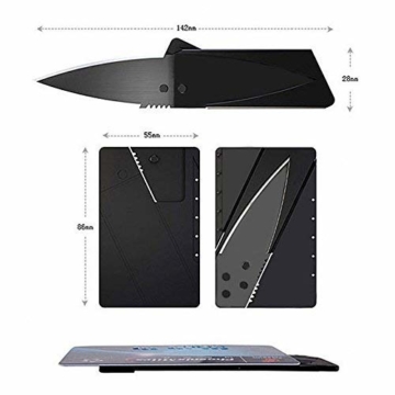 ShineTool 10 Pack Kreditkartenmesser, Kreditkartenformat Klappmesser Faltmesser, Outdoor Edelstahl Griff Taschenmesser Mini Überlebensmesser Survival Messer Schwarz - 5