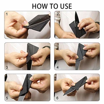 ShineTool 10 Pack Kreditkartenmesser, Kreditkartenformat Klappmesser Faltmesser, Outdoor Edelstahl Griff Taschenmesser Mini Überlebensmesser Survival Messer Schwarz - 8