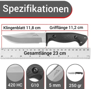 SK Wild Ones® Outdoor Survival BUSHCRAFT Jagd Full Tang Messer legal |23cm | 250gr| Kydex Holster & FEUERSTAHL-Wetzstein Set|G10|§42a-Konform|SCHARFE 5mm robuste EDELSTAHL Klinge Vollerl|SK Wild 01| - 2