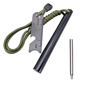 SkyMirror Feuerstahl mit Blasrohr, XXL traditioneller Feuerstarter, Extrem starker Funkenflug - Feuerstein für Outdoor, Survival, Bushcraft und Abenteuer - 1